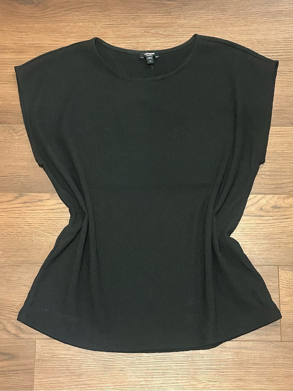 Express Black Short-Sleeve Ribbed Tee